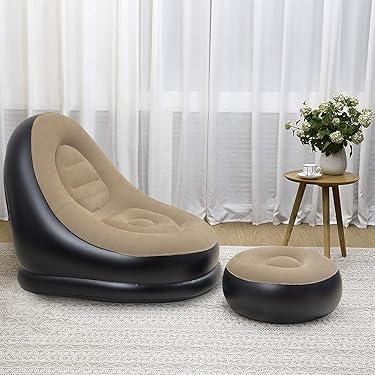 Inflatable Lounge Chair With Ottoman (Air Pump Included)